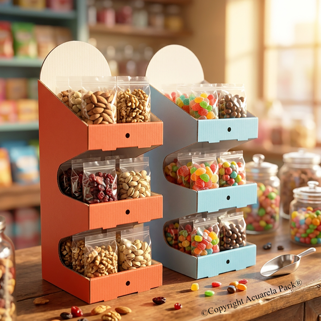 Exhibidor de tres pisos